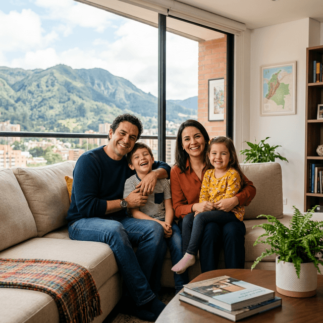 Familia colombiana disfrutando su tranquilidad.